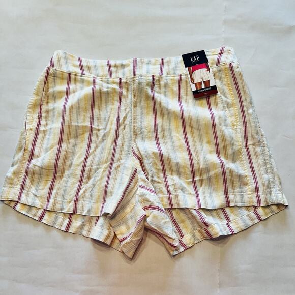 GAP Pants - Gap Linen Shorts Womens Size XL Striped Yellow Pink High Rise (A0127) NWT